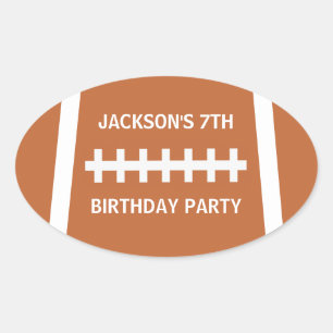 Football Player Ball Custom Sports Birthday Party Ovale Sticker