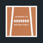 Football Player Ball Custom Sports Birthday Party Servet<br><div class="desc">Koel een aangepast football verjaardagsfeestje voor een servet dat eruit ziet als een bal met je gepersonaliseerde tekst in het midden. Voeg de naam van een speler of coach en het sportteam of andere tekst toe voor een groot feestelijke decor aan het einde van een seizoen.</div>