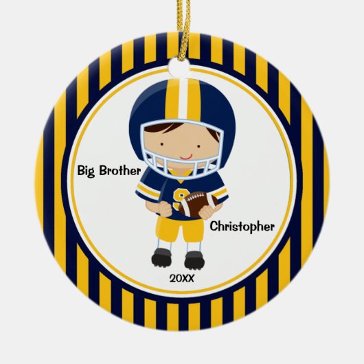 Football Player Big Brother kerstversiering Keramisch Ornament (Voorkant)