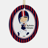 Football Player Big Brother kerstversiering Keramisch Ornament (Rechts)
