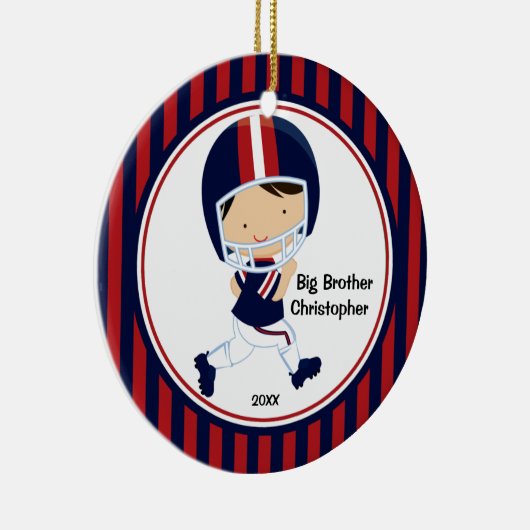 Football Player Big Brother kerstversiering Keramisch Ornament (Rechts)