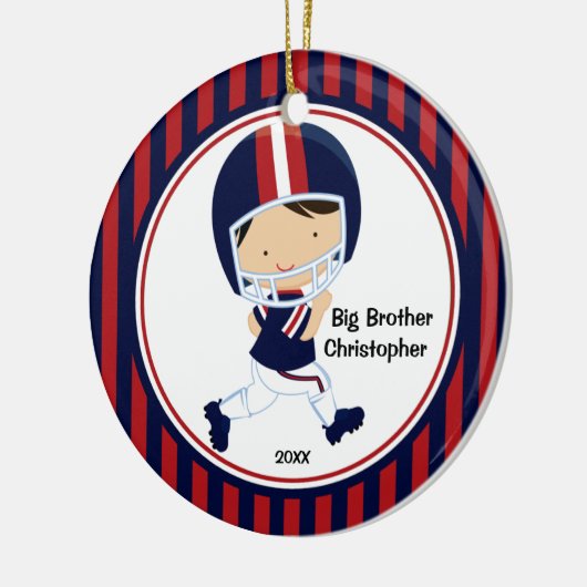 Football Player Big Brother kerstversiering Keramisch Ornament (Links)