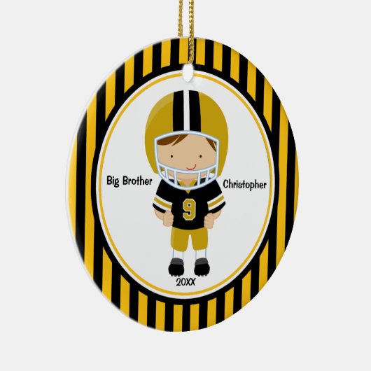 Football Player Big Brother kerstversiering Keramisch Ornament (Rechts)