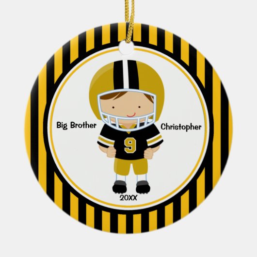 Football Player Big Brother kerstversiering Keramisch Ornament (Voorkant)