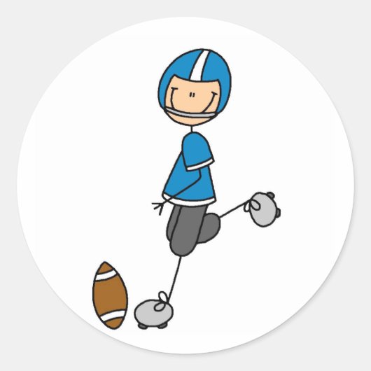 Football Player Blue T-shirts en cadeaus Ronde Sticker (Voorkant)