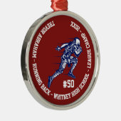 Football Player Champion Monogram Team School Metalen Ornament (Rechts)