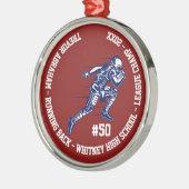 Football Player Champion Monogram Team School Metalen Ornament (Links)