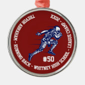 Football Player Champion Monogram Team School Metalen Ornament (Voorkant)