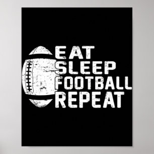 Football Player Eat Sleep Football Herhaal Liefde Poster