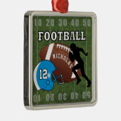 Football 🏈 Player en Blue Helmet Metalen Ornament (Rechts)