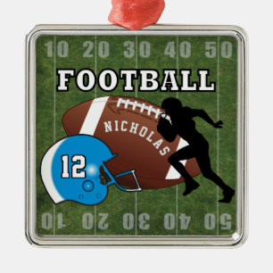 Football 🏈 Player en Blue Helmet Metalen Ornament