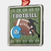 Football 🏈 Player en Blue Helmet Metalen Ornament (Links)