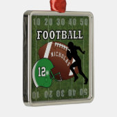 Football 🏈 Player en Green Helmet Metalen Ornament (Rechts)