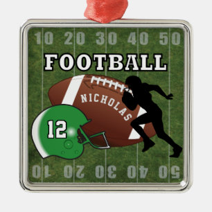 Football 🏈 Player en Green Helmet Metalen Ornament