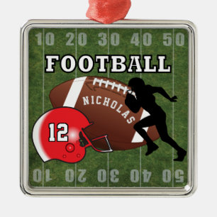 Football 🏈 Player en Red Helmet Metalen Ornament