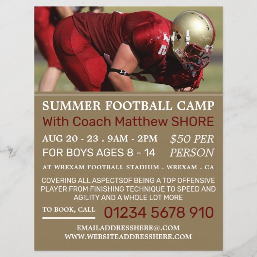 Football Player, Football Camp Adverteren Flyer (Voorkant)