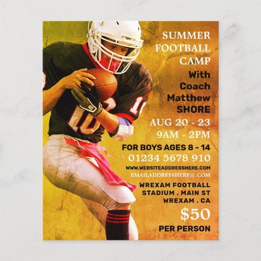 Football Player, Football Camp Adverteren Flyer (Voorkant)