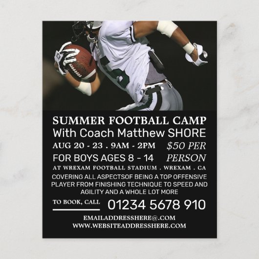 Football Player, Football Camp Adverteren Flyer (Voorkant)
