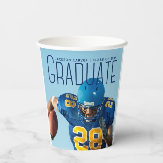 Football Player Foto Aangepaste Graduation Party Papieren Bekers (Achterkant)