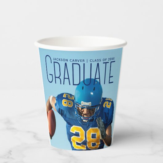 Football Player Foto Aangepaste Graduation Party Papieren Bekers (Voorkant)
