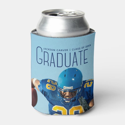 Football Player Foto Afstudeerfeest Blikjeskoeler (Blikje Voorkant)