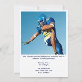 Football Player Foto Blauw Script Afstudeerfeest Kaart (Achterkant)