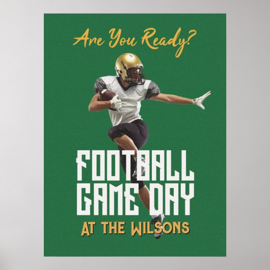 Football Player Game Day Green Poster (Voorkant)