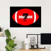 Football Player Giant Red Football Jersey Number Poster (Thuiskantoor)