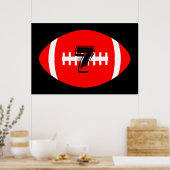 Football Player Giant Red Football Jersey Number Poster (Keuken)