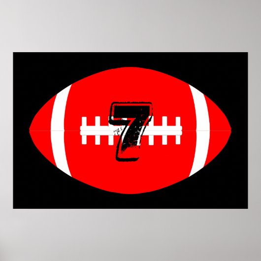 Football Player Giant Red Football Jersey Number Poster (Voorkant)