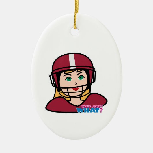 Football Player Girl Keramisch Ornament (Voorkant)
