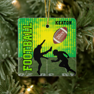 Football 🏈 Player - Green Keramisch Ornament