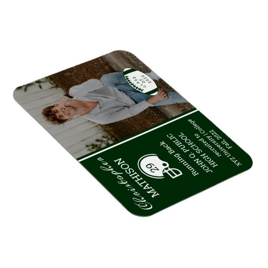 Football Player Green | Witte Afstuderen Magneet (Rechterzijde)