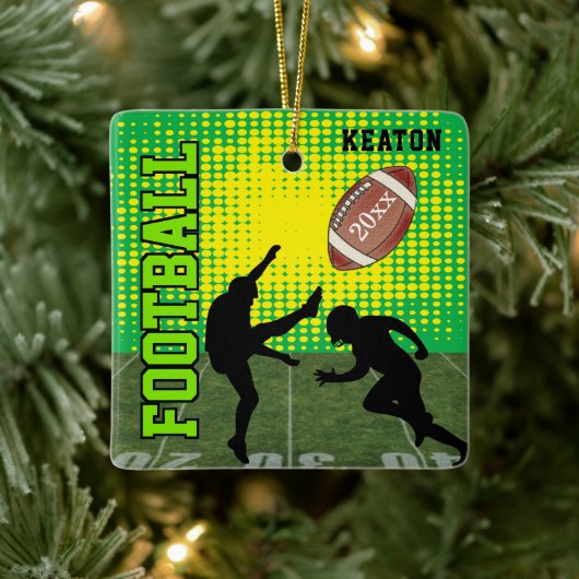 Football 🏈 Player - groen Keramisch Ornament (Boom)