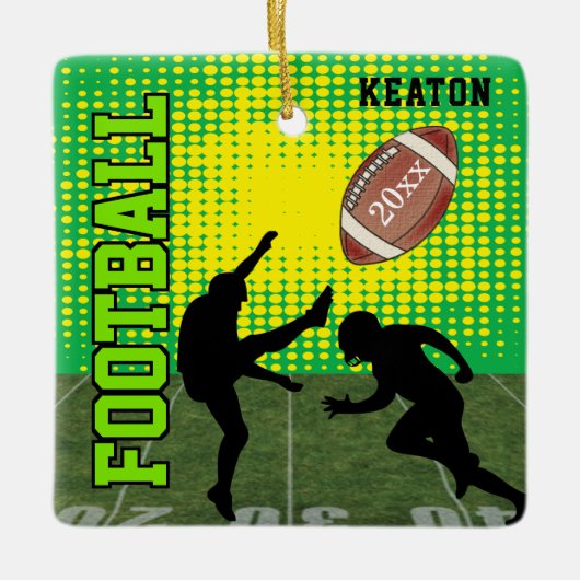 Football 🏈 Player - groen Keramisch Ornament (Voorkant)