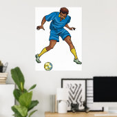 Football Player in blauw Poster (Thuiskantoor)