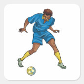 Football Player in blauw Vierkante Sticker (Voorkant)
