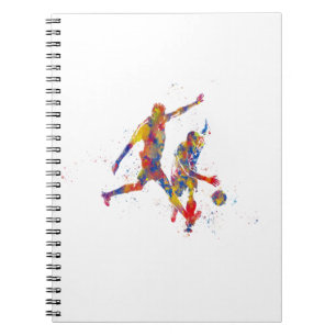 Football player in waterverf notitieboek