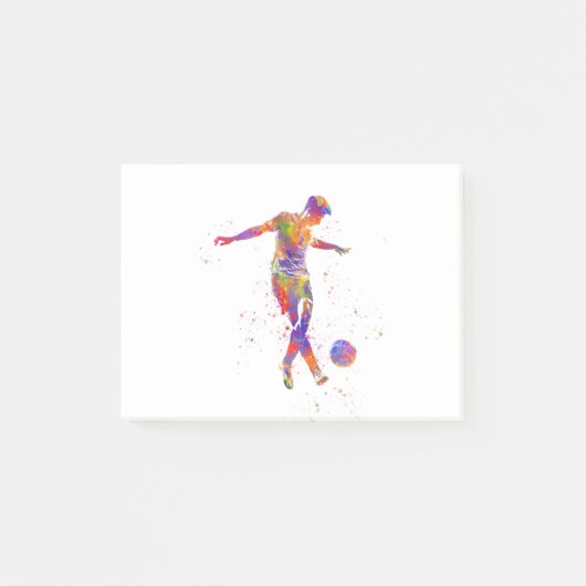 Football player in waterverf post-it® notes (Voorkant)