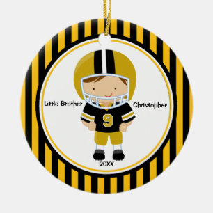 Football Player Little Brother-kerstversiering Keramisch Ornament