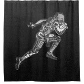 Football Player met Quarterback Black Silver Douchegordijn (Voorkant)