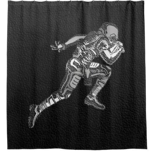 Football Player met Quarterback Black Silver Douchegordijn (Voorkant)