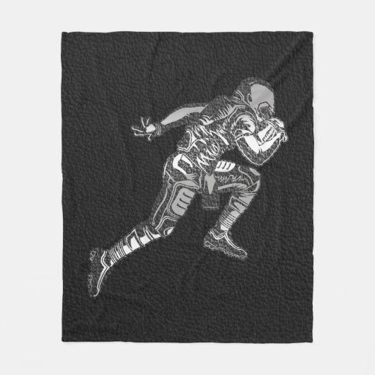 Football Player met Quarterback Black Silver Fleece Deken (Voorkant)