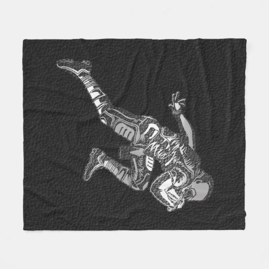 Football Player met Quarterback Black Silver Fleece Deken (Voorkant (Horizontaal))
