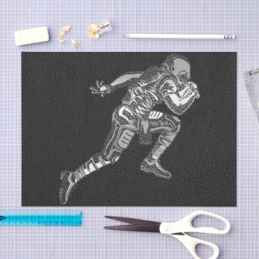 Football Player met Quarterback Black Silver Tissuepapier (Craft)