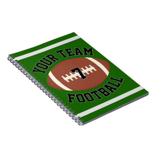 Football Player Number en Team Name Custom Sports Notitieboek (Rechterzijde)