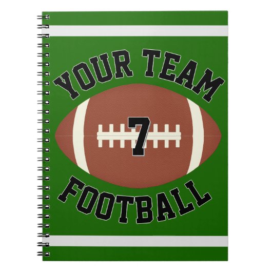 Football Player Number en Team Name Custom Sports Notitieboek (Voorkant)