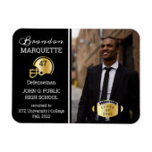 Football Player Photo Black | Goud Afstuderen Magneet (Horizontaal)