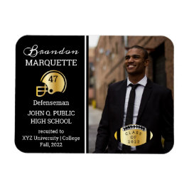Football Player Photo Black | Goud Afstuderen Magneet