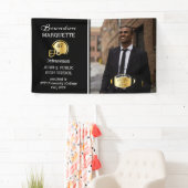 Football Player Photo Black | Goud Afstuderen Spandoek (Insitu)